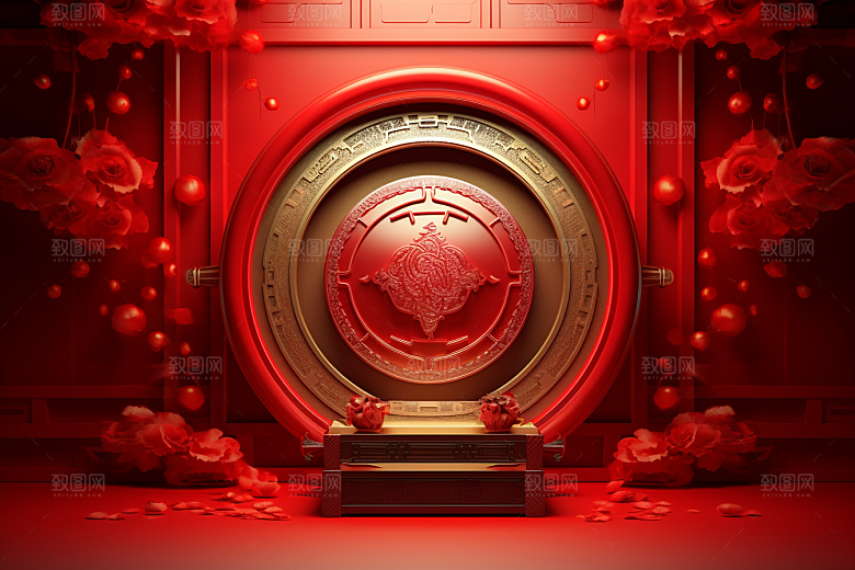 开业大吉C4D3D立体背景图