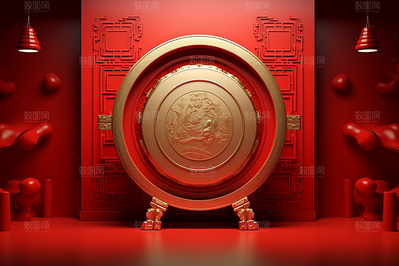 开业大吉电商C4D背景图
