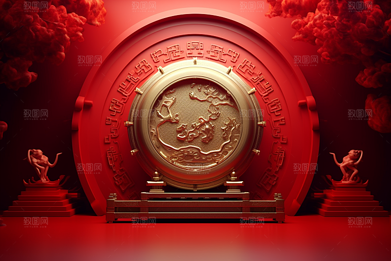 开业大吉模型电商背景图