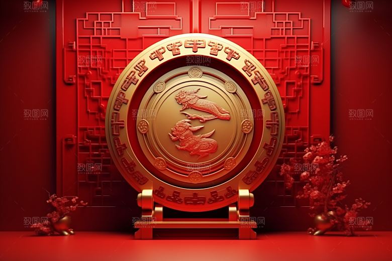 开业大吉开工展台背景图