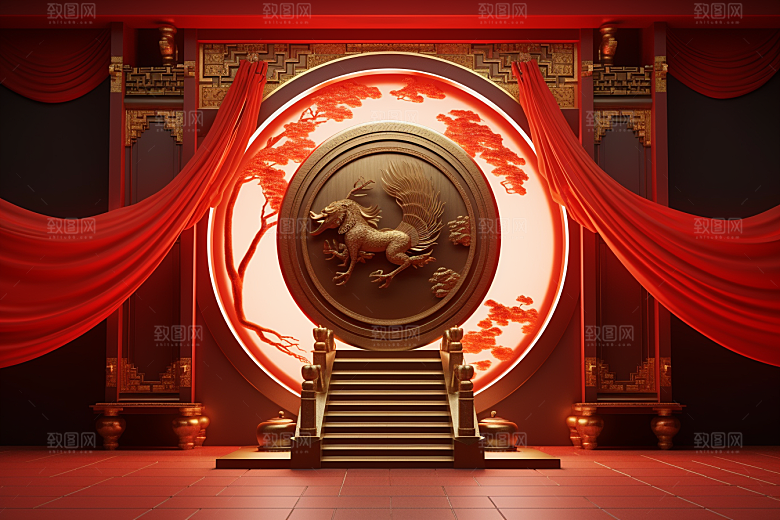 开业大吉C4D3D立体背景图
