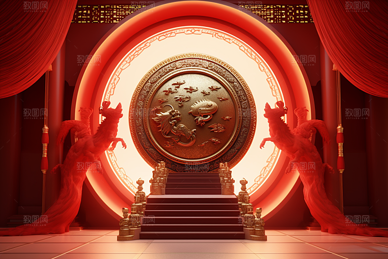开业大吉开工3D立体背景图