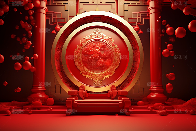 开业大吉3D立体C4D背景图