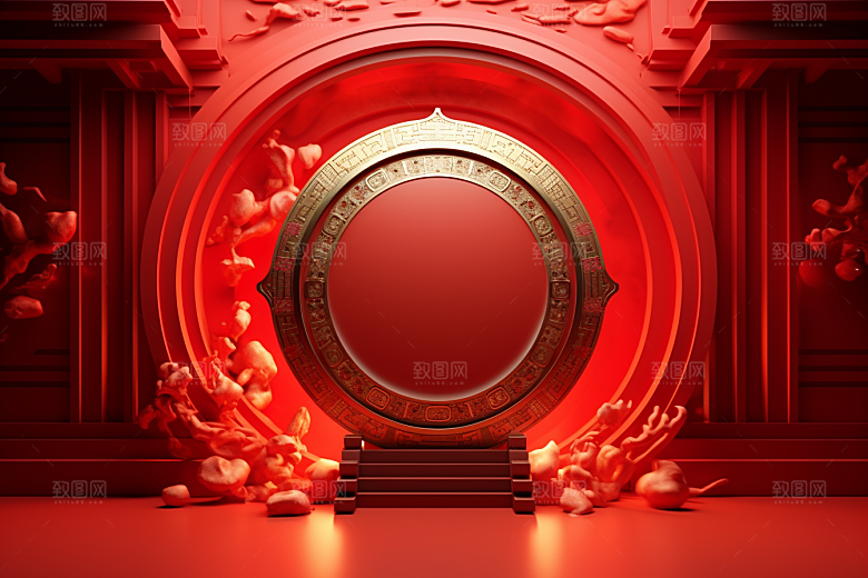 开业大吉电商3D立体背景图