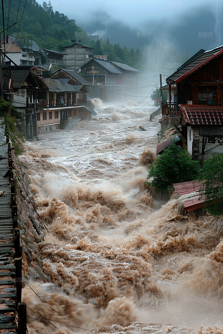 洪涝灾害暴雨洪灾摄影图
