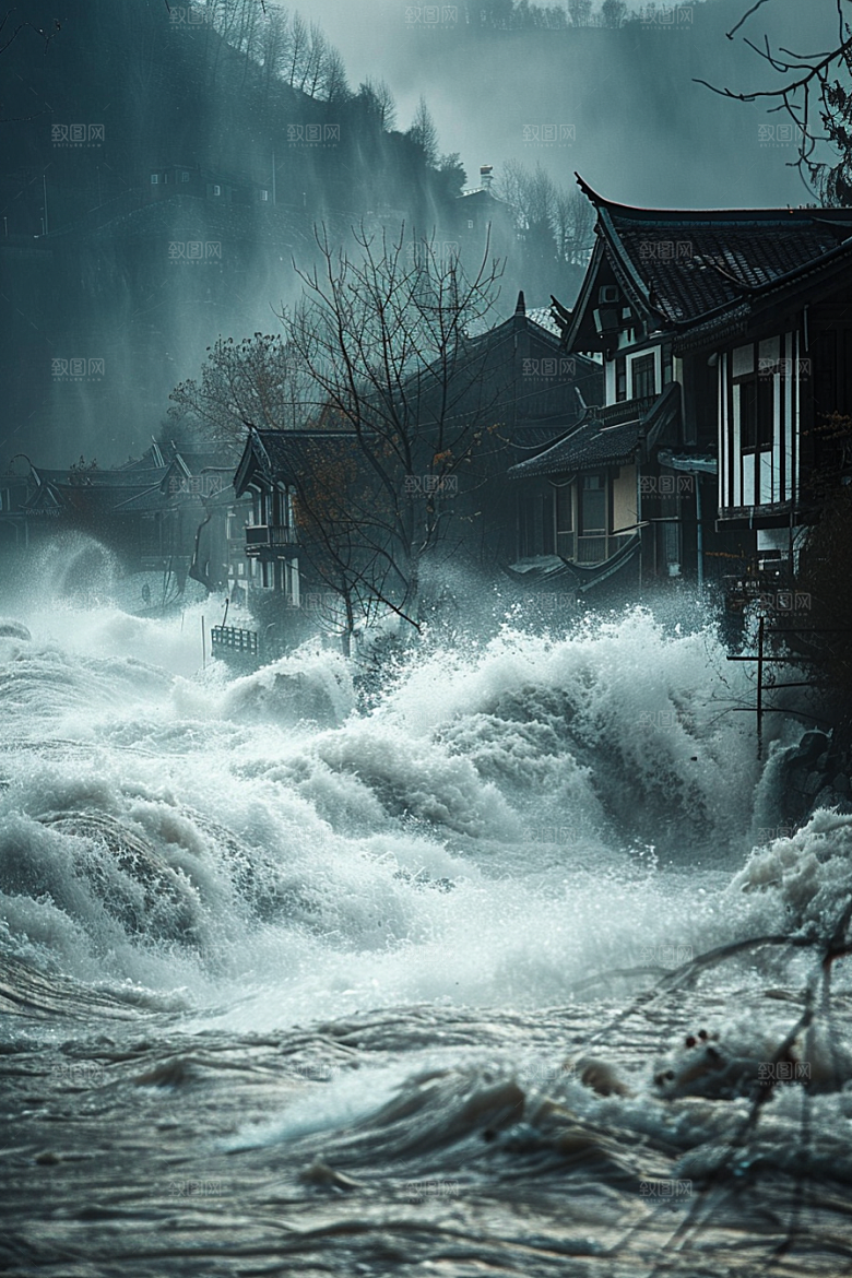 洪涝灾害泥石流洪水摄影图