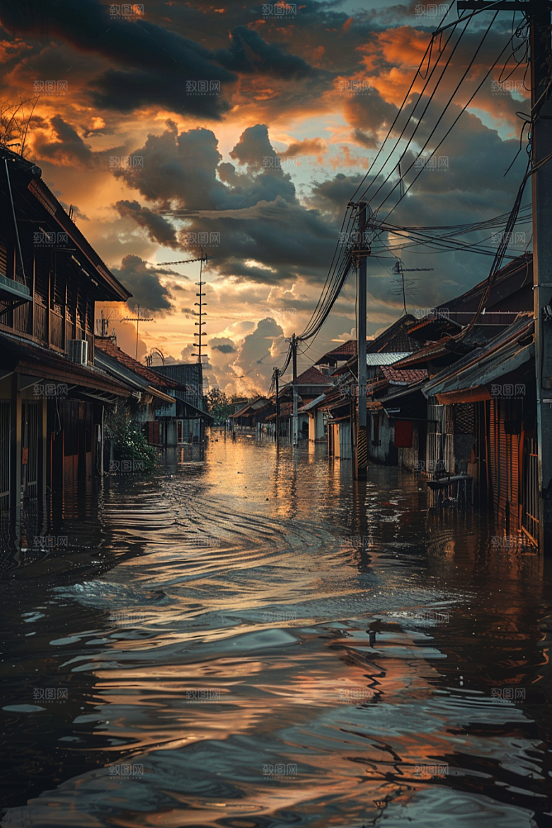 洪涝灾害泥石流自然灾害摄影图