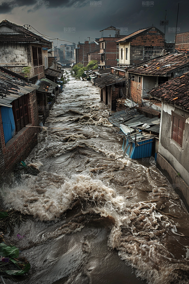 洪涝灾害抗洪抢险暴雨摄影图