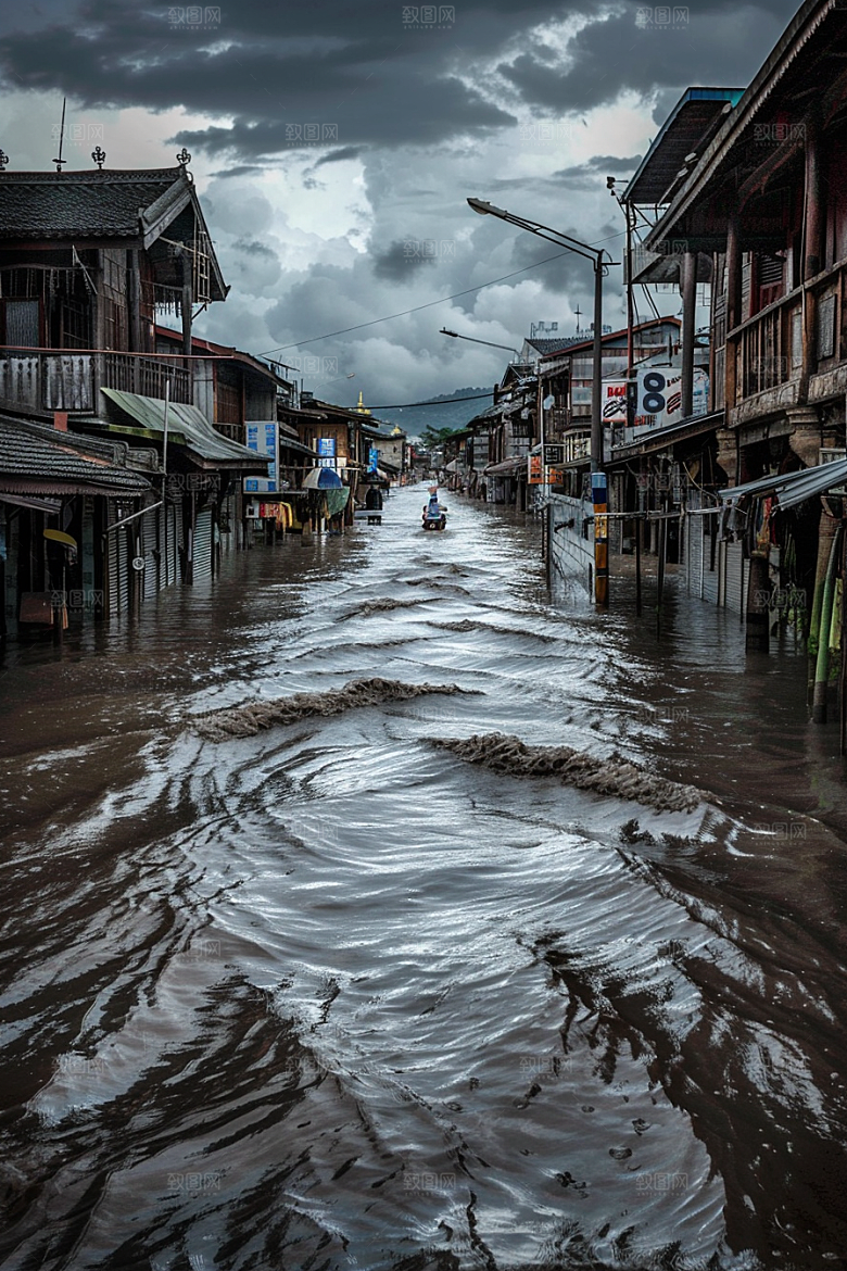 洪涝灾害暴雨自然灾害摄影图