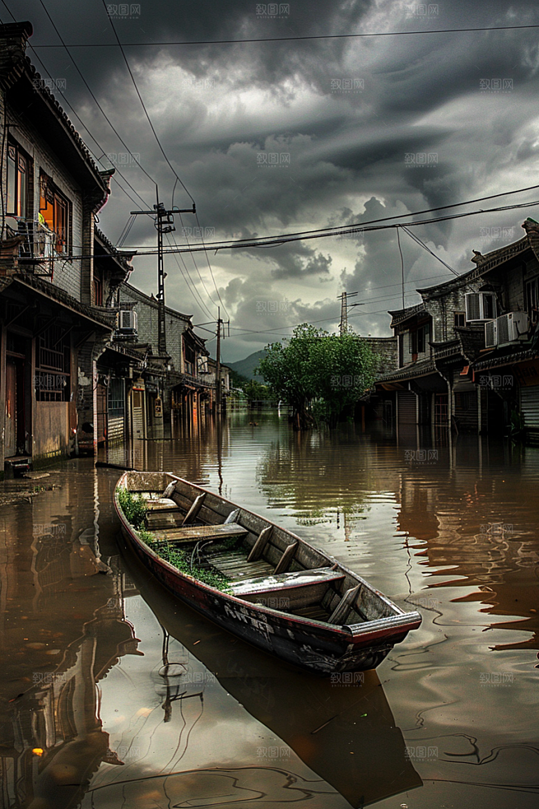 洪涝灾害暴雨夏天摄影图