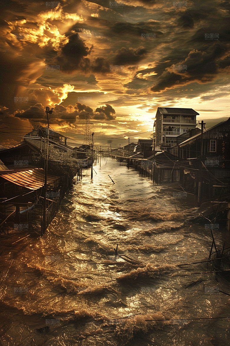 洪涝灾害泥石流暴雨摄影图