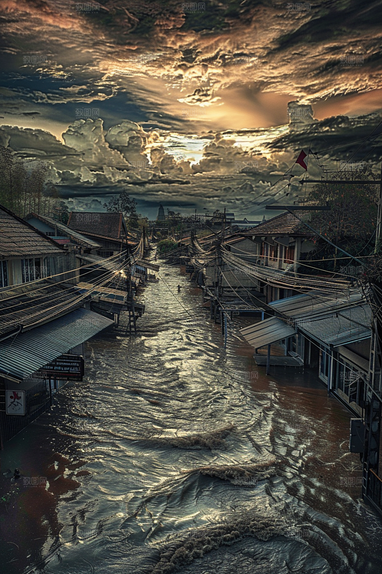 洪涝灾害暴雨夏季摄影图