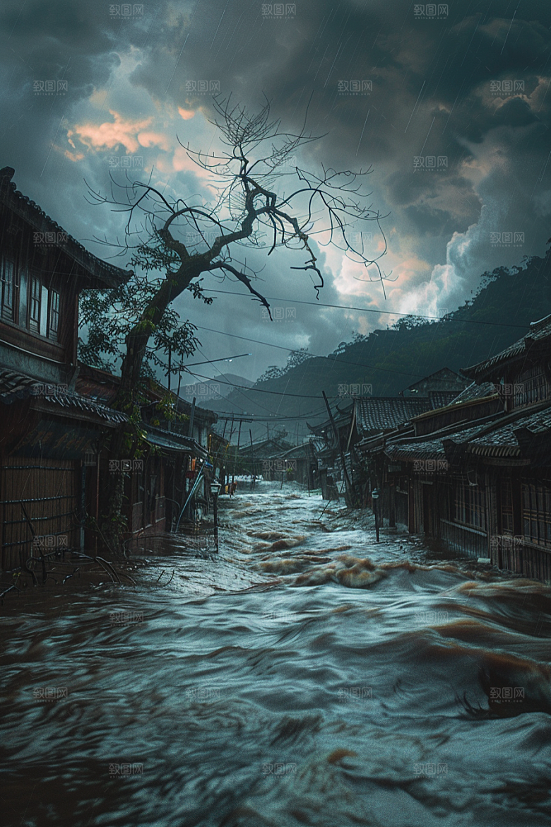 洪涝灾害洪水恶劣天气摄影图