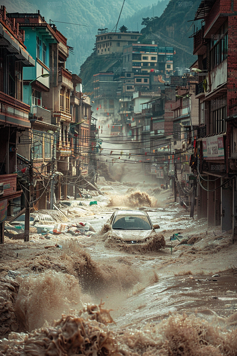 洪涝灾害恶劣天气极端天气摄影图