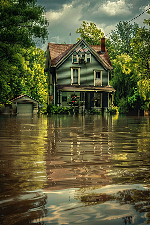 洪涝灾害高清夏季摄影图
