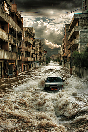 洪涝灾害泥石流抗洪抢险摄影图