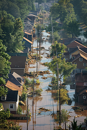 洪涝灾害夏季抗洪抢险摄影图