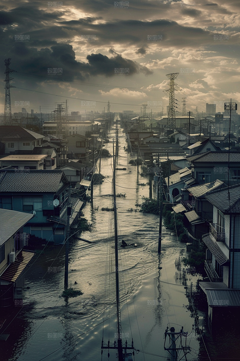 洪涝灾害泥石流暴雨摄影图