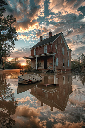 洪涝灾害自然灾害洪水摄影图