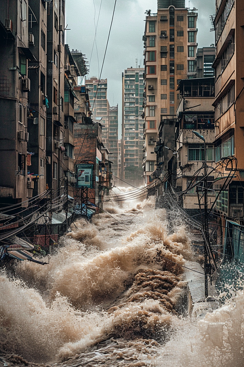 洪涝灾害极端天气自然灾害摄影图