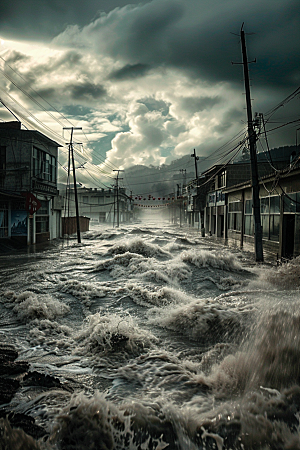 洪涝灾害暴雨夏季摄影图