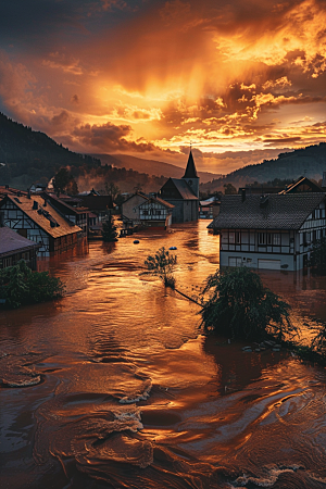 洪涝灾害泥石流洪灾摄影图