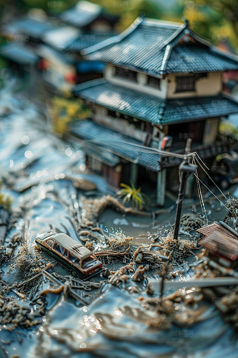 洪涝灾害恶劣天气极端天气摄影图