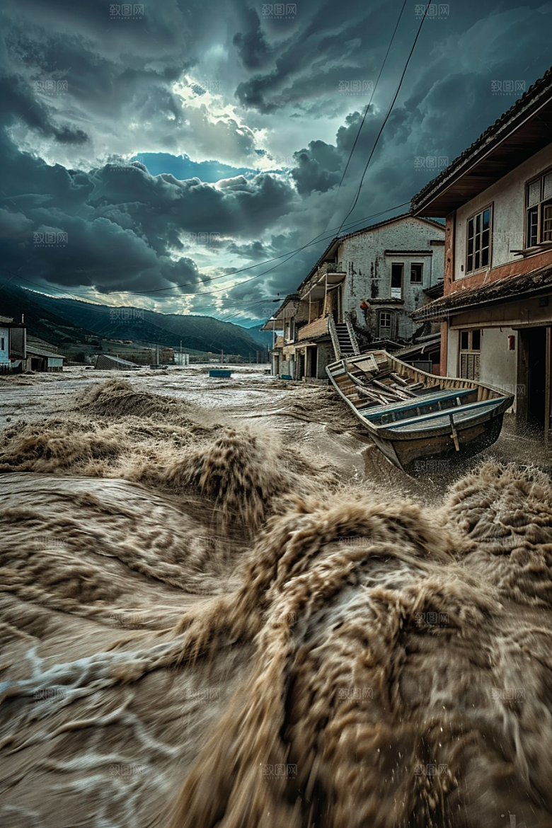 洪涝灾害暴雨泥石流摄影图