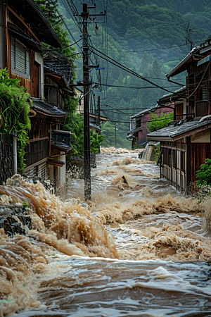 洪涝灾害高清暴雨摄影图