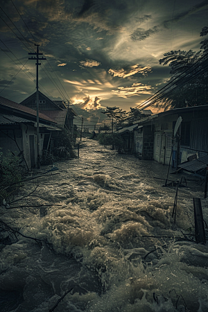 洪涝灾害自然灾害夏天摄影图