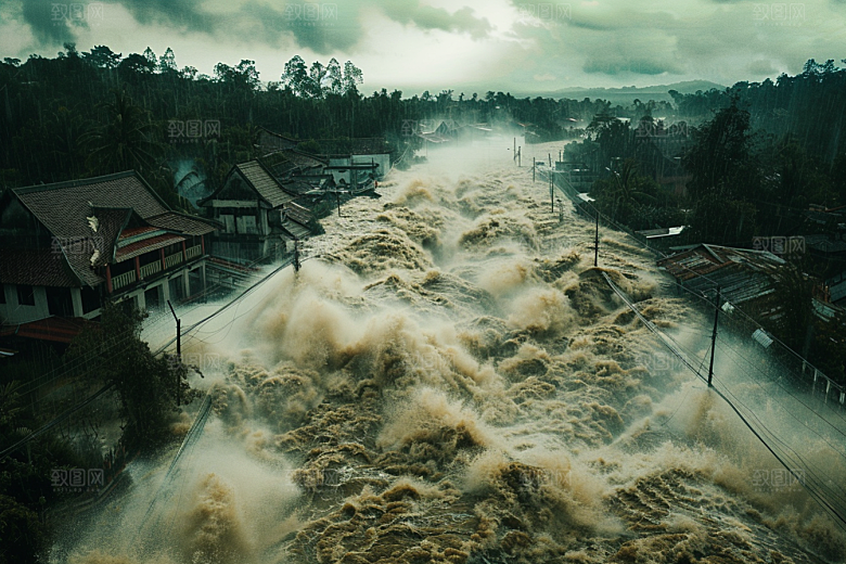 洪涝灾害暴雨洪灾摄影图