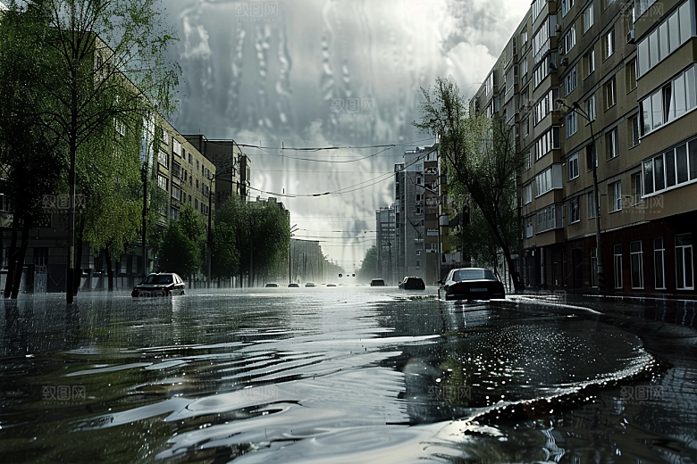 洪涝灾害抗洪抢险暴雨摄影图
