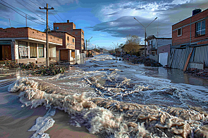 洪涝灾害夏季暴雨摄影图