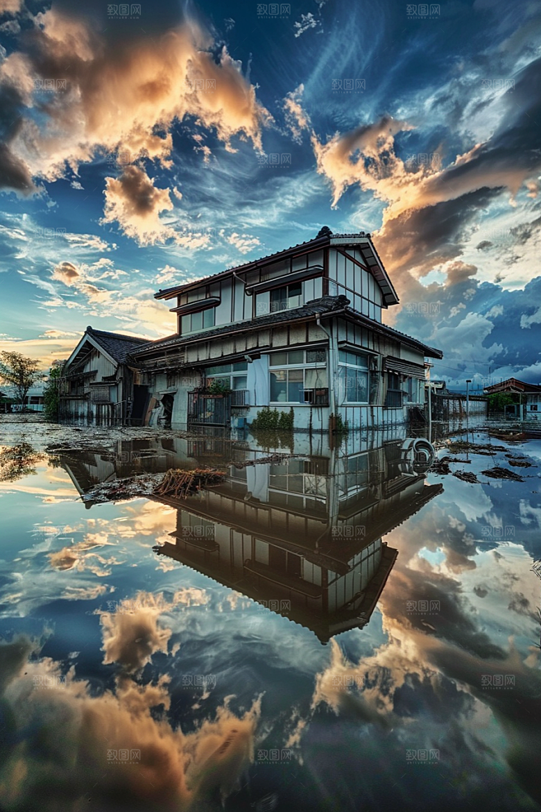 洪涝灾害抗洪抢险暴雨摄影图