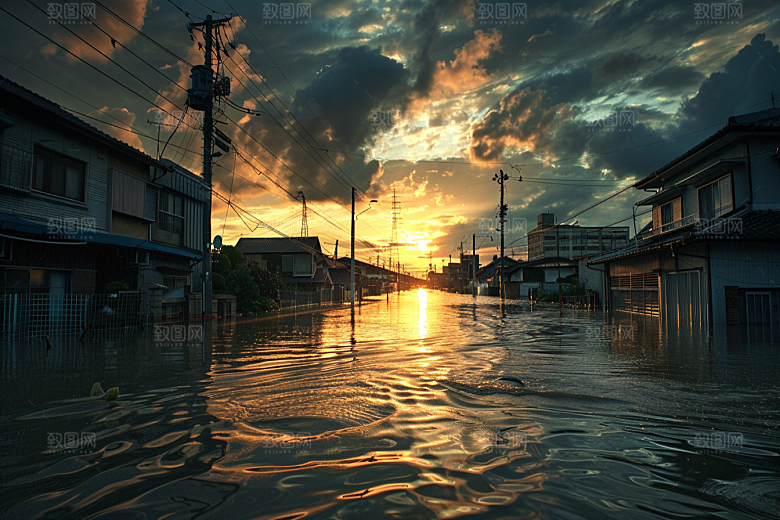 洪涝灾害暴雨夏天摄影图