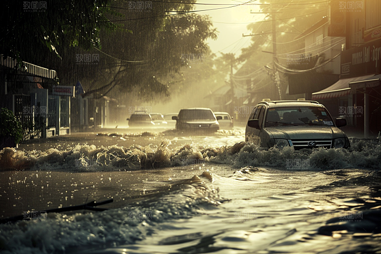 洪涝灾害高清暴雨摄影图