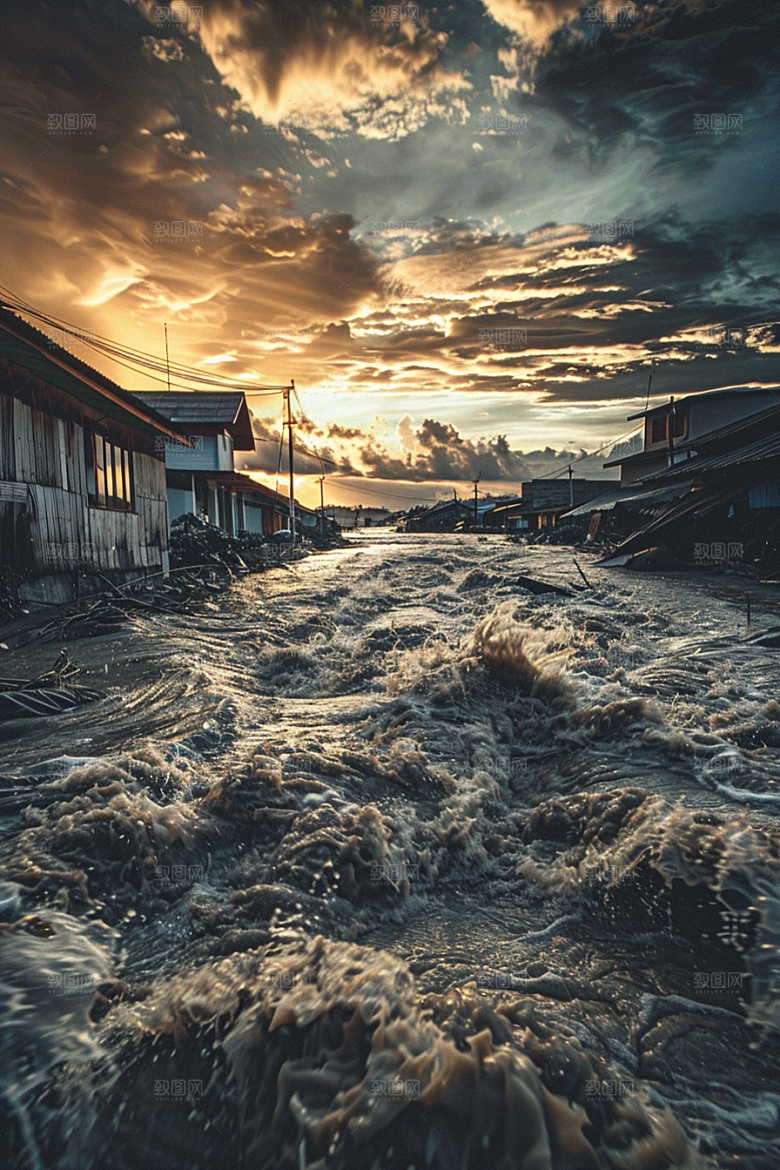 洪涝灾害泥石流暴雨摄影图