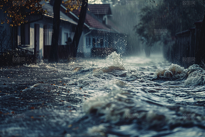 洪涝灾害暴雨抗洪抢险摄影图