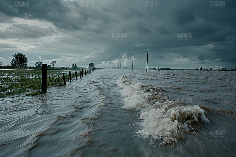 洪涝灾害洪水暴雨摄影图