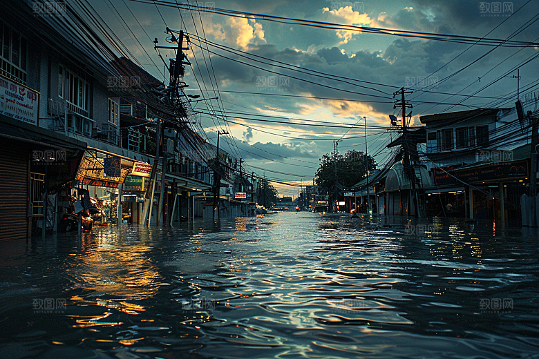 洪涝灾害暴雨高清摄影图