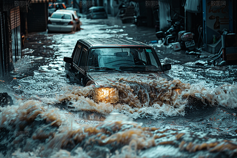 洪涝灾害暴雨泥石流摄影图