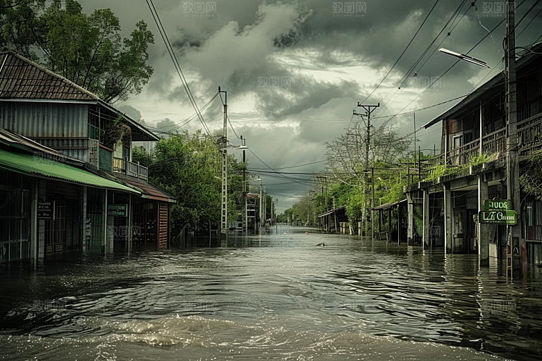 洪涝灾害暴雨自然灾害摄影图