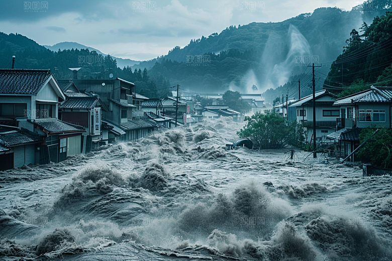 洪涝灾害暴雨高清摄影图
