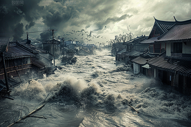 洪涝灾害暴雨泥石流摄影图