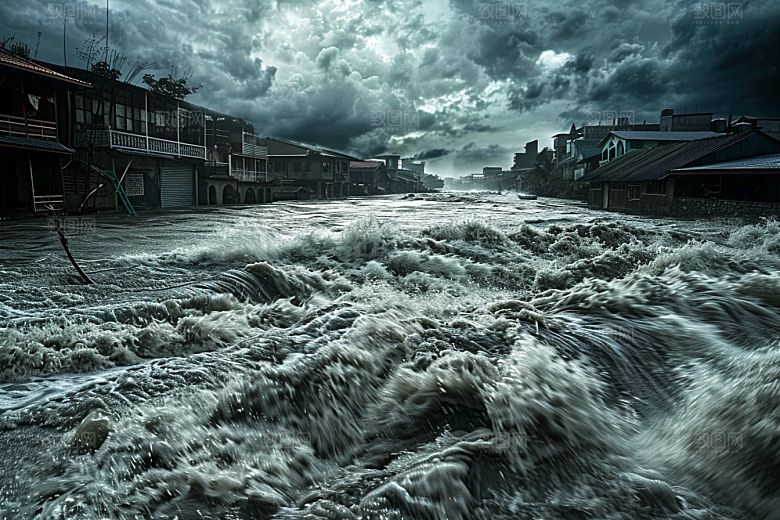 洪涝灾害高清暴雨摄影图