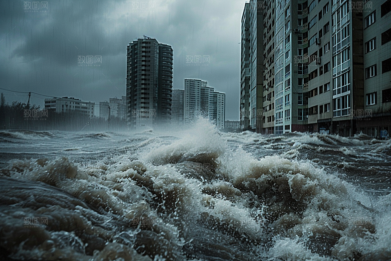 洪涝灾害极端天气泥石流摄影图