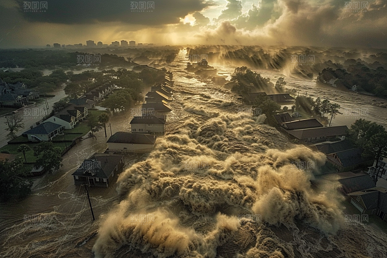 洪涝灾害极端天气洪灾摄影图