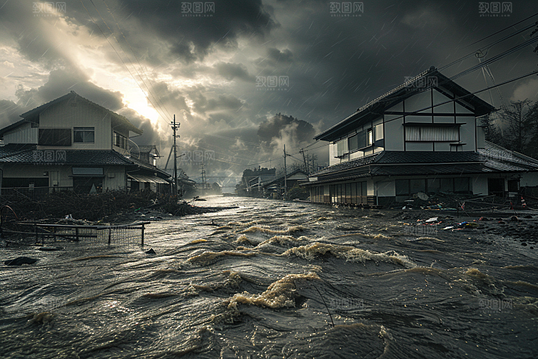 洪涝灾害暴雨自然灾害摄影图