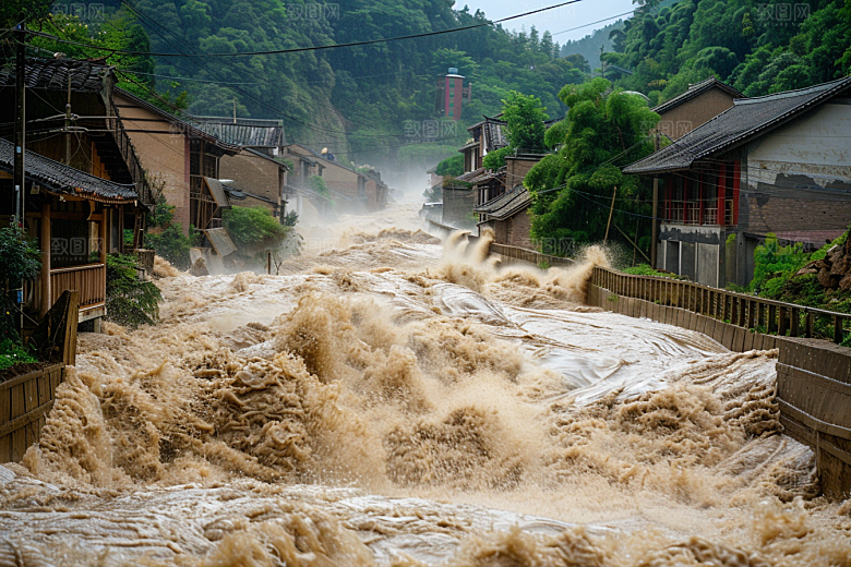 洪涝灾害暴雨洪水摄影图