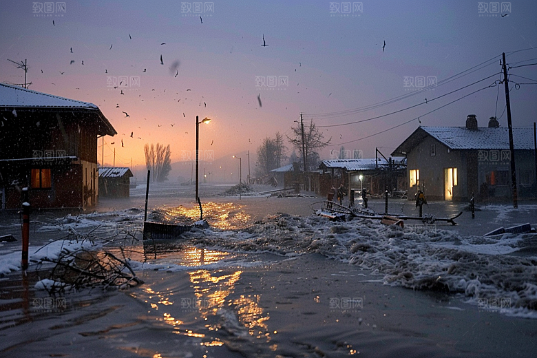 洪涝灾害暴雨自然灾害摄影图